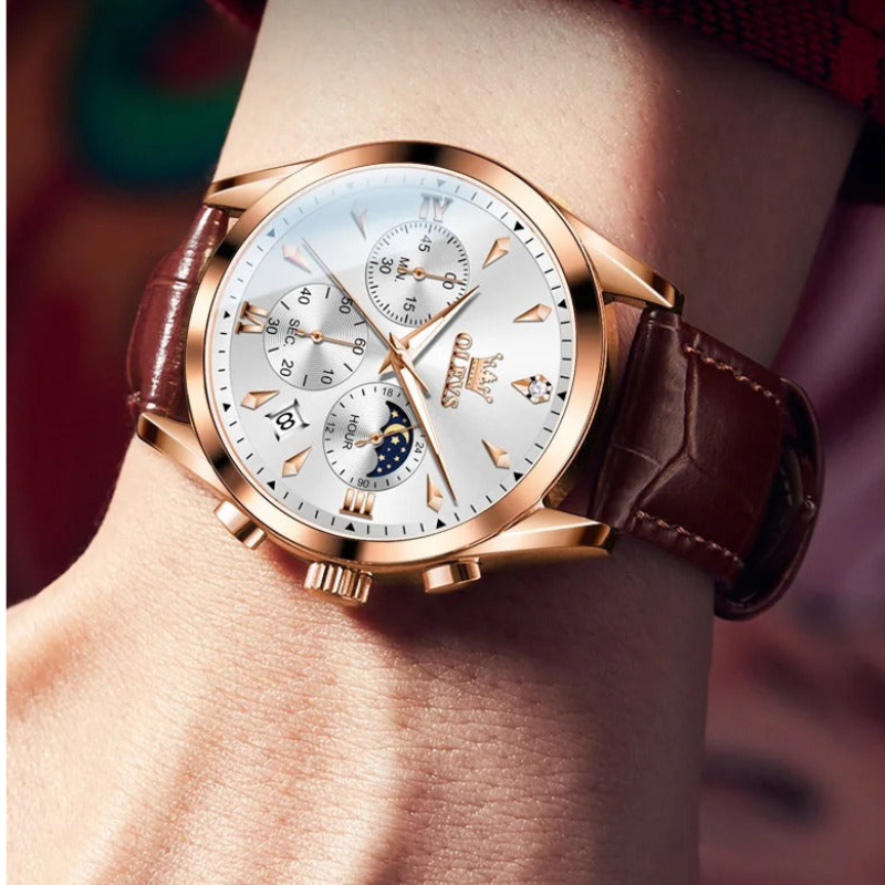 OLEV Luminescent Quartz Watch, Gold White