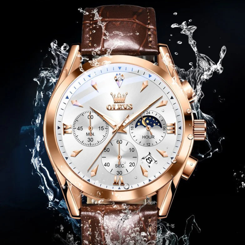 OLEV Luminescent Quartz Watch, Gold White