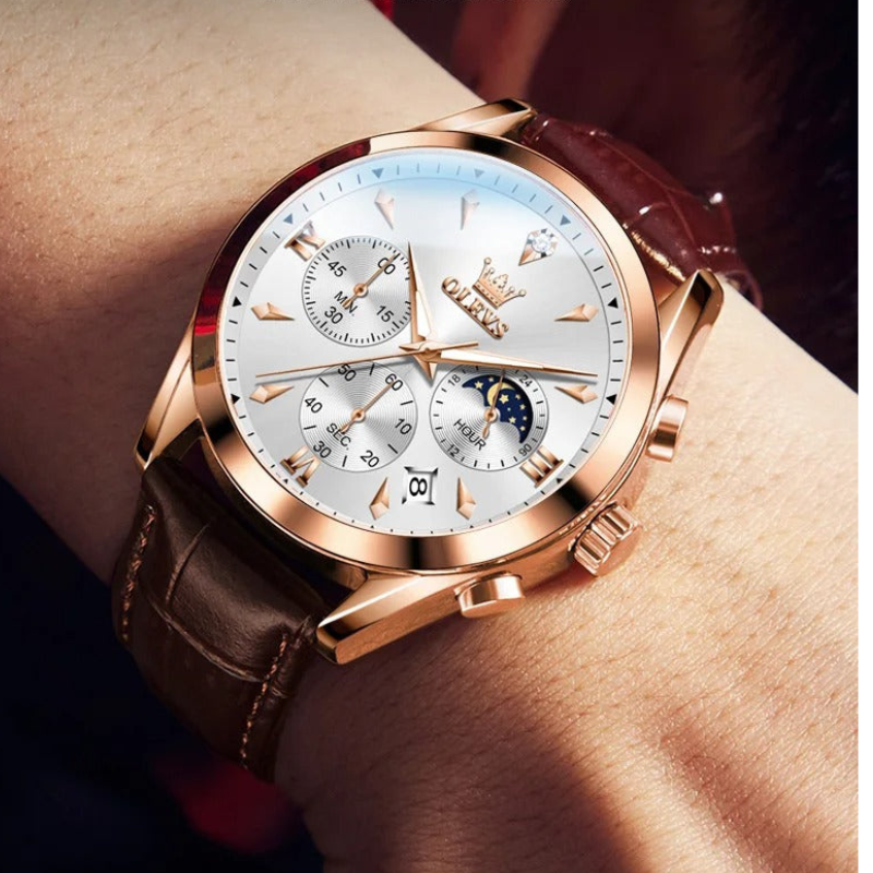 OLEV Luminescent Quartz Watch, Gold White