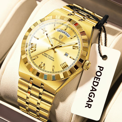 Poedagar Regalis™ | Stainless Steel Quartz Calendar Watch