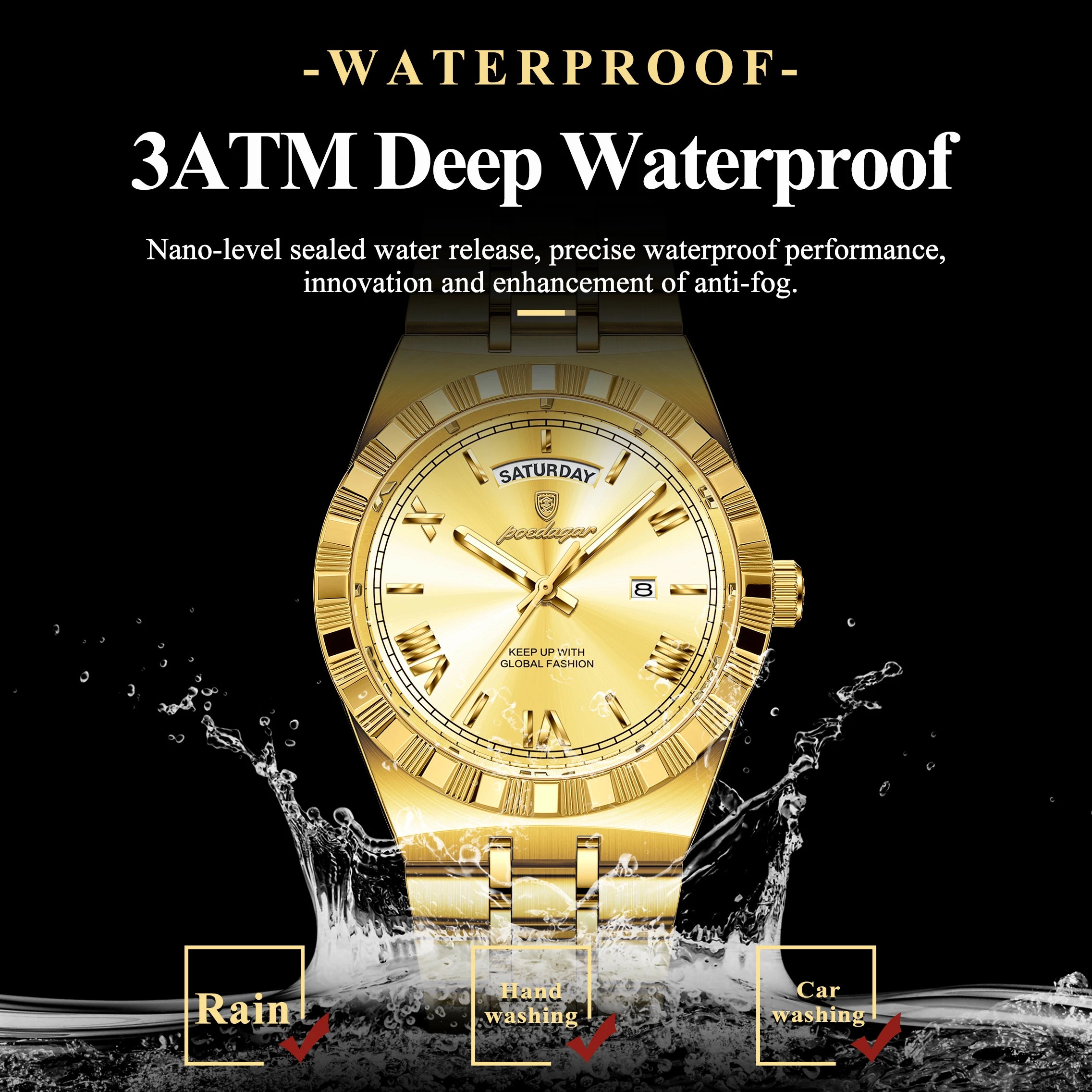 Poedagar Regalis™ | Stainless Steel Quartz Calendar Watch