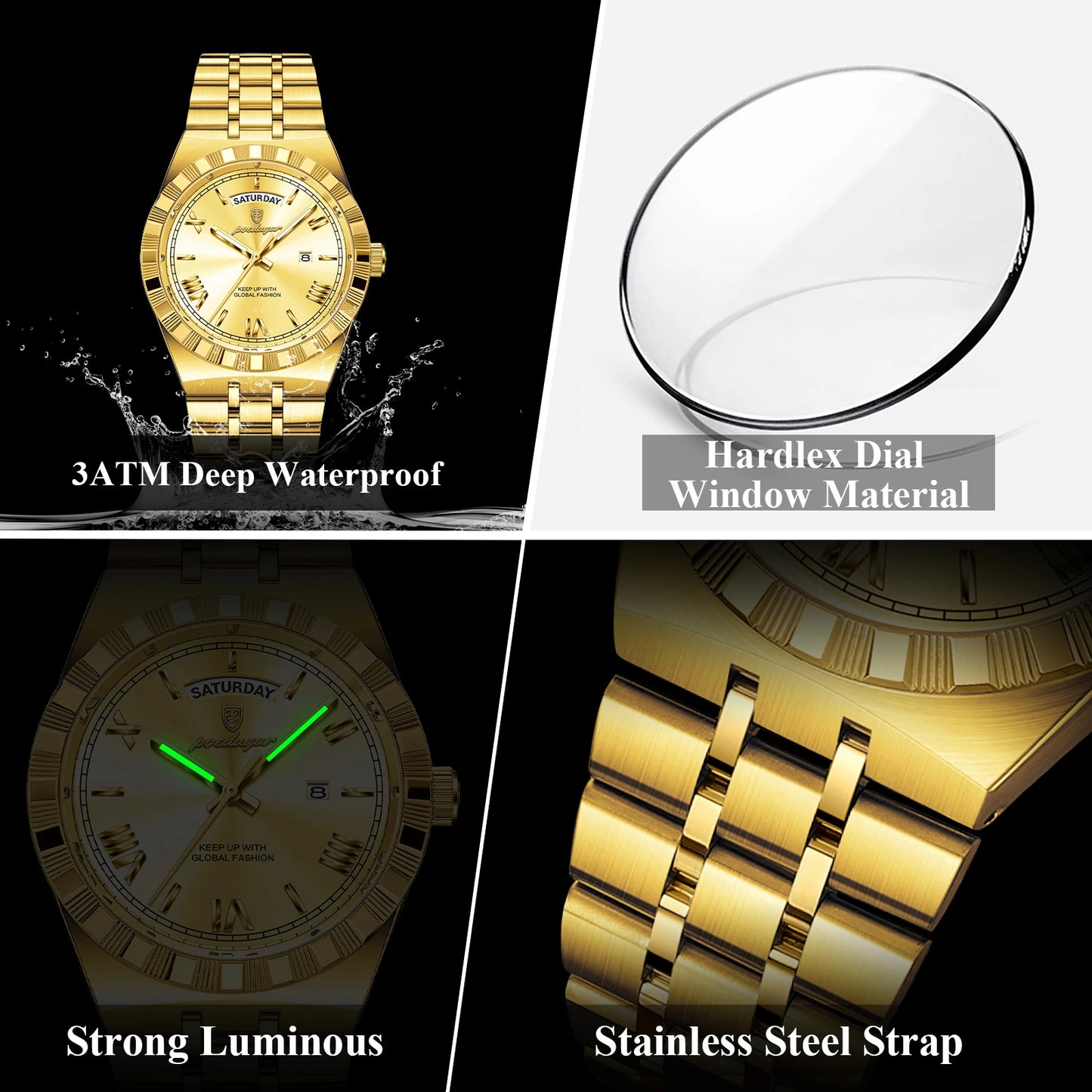 Poedagar Regalis™ | Stainless Steel Quartz Calendar Watch