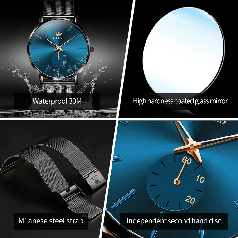 OLEVS™ | Ultra-Thin Mesh Band Quartz Watch