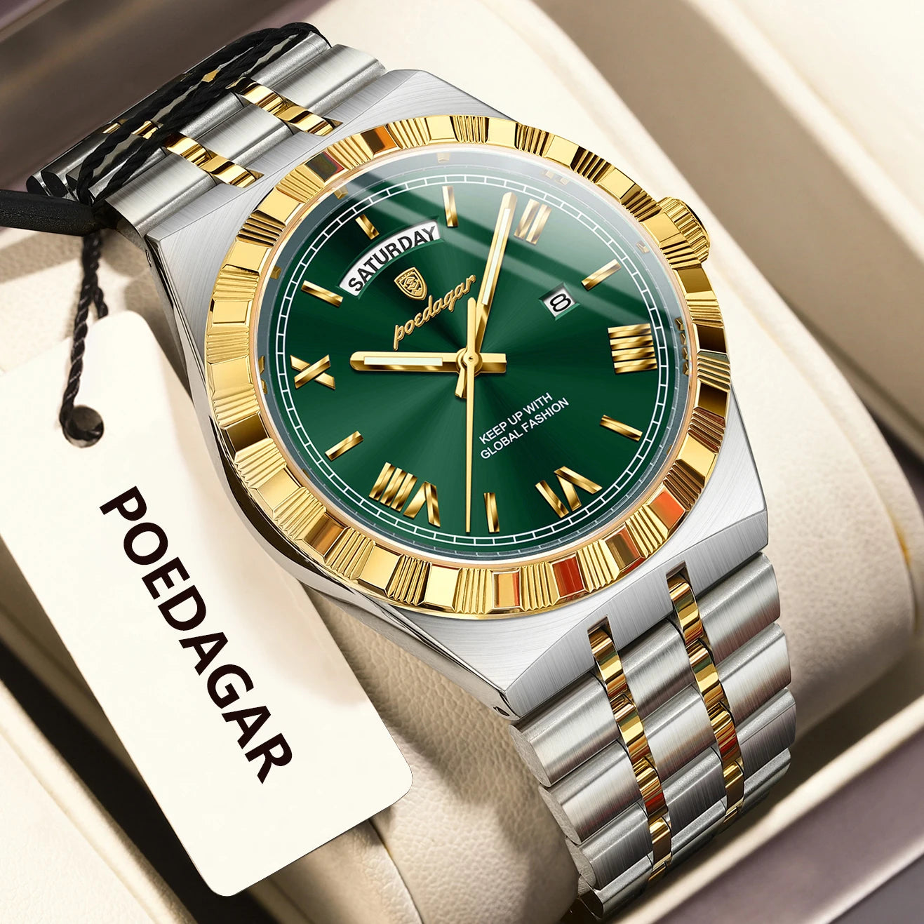 Poedagar Regalis™ | Stainless Steel Quartz Calendar Watch