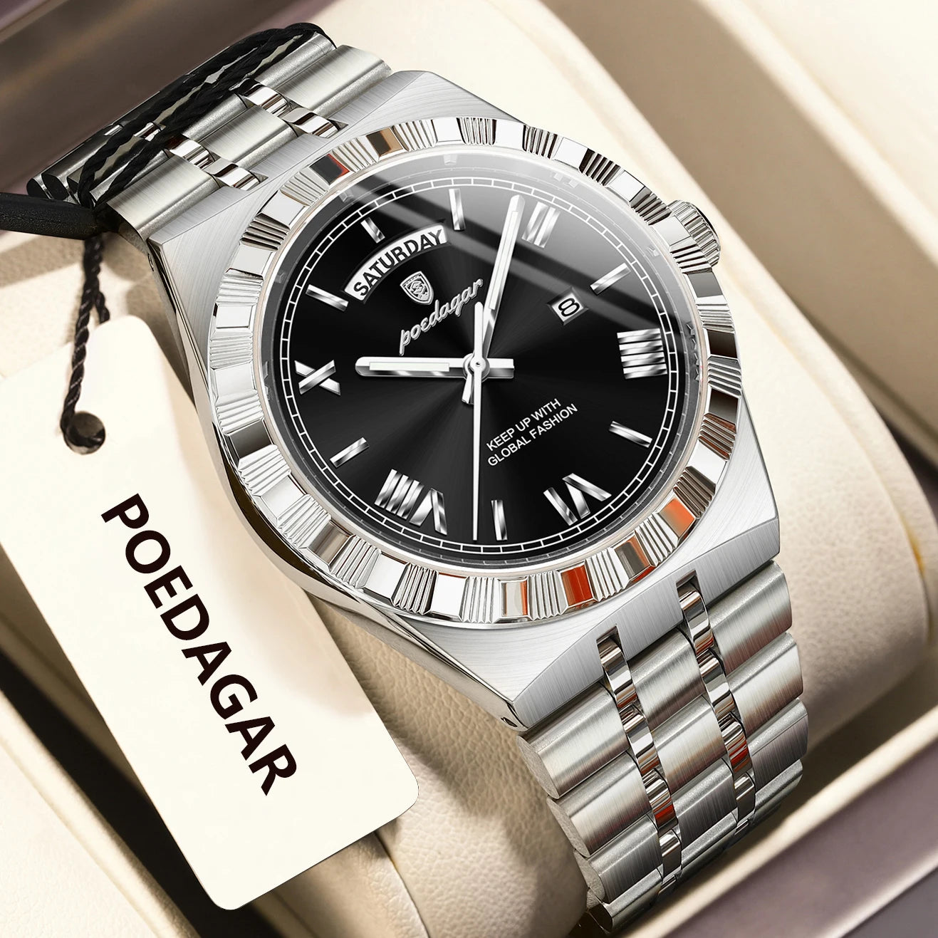 Poedagar Regalis™ | Stainless Steel Quartz Calendar Watch