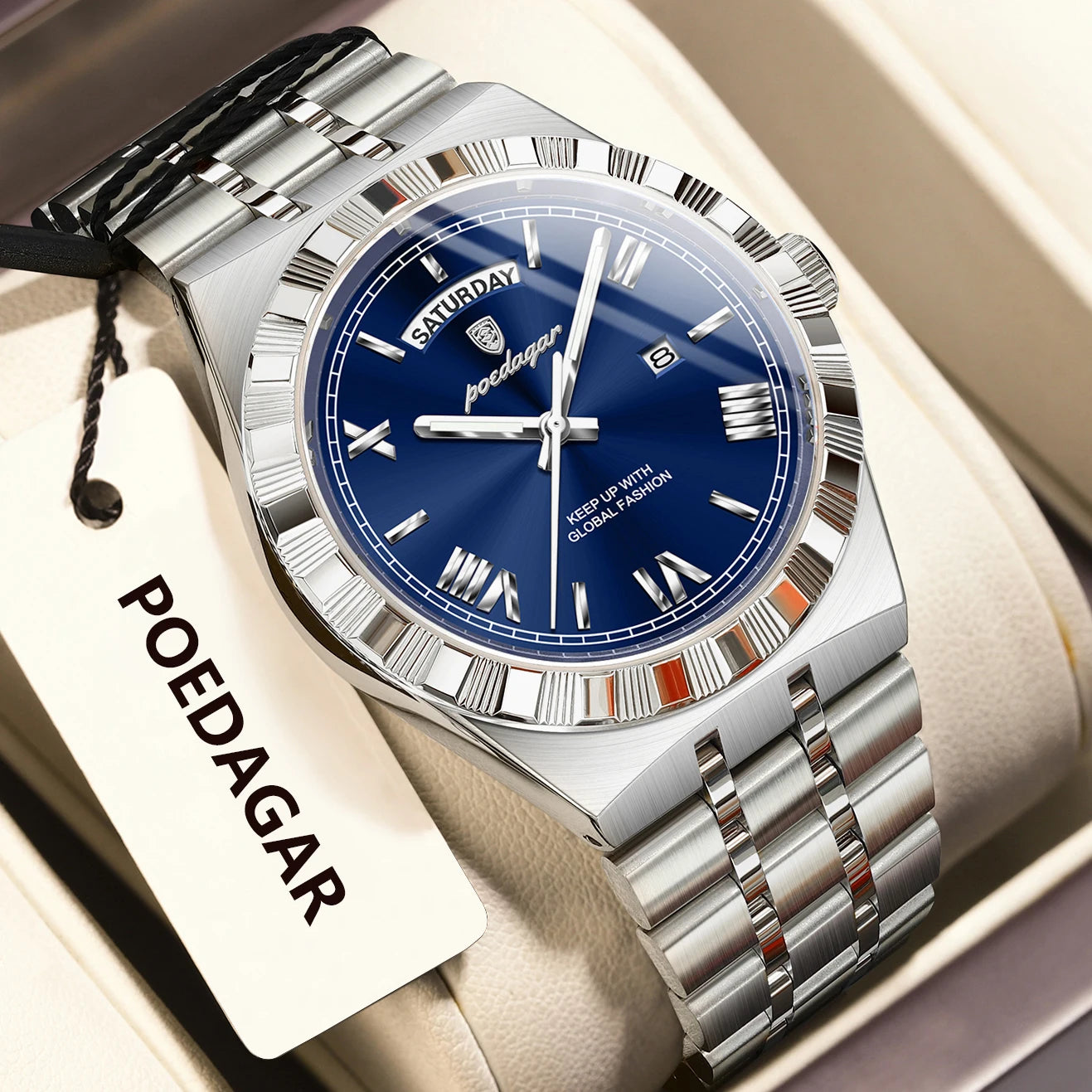 Poedagar Regalis™ | Stainless Steel Quartz Calendar Watch