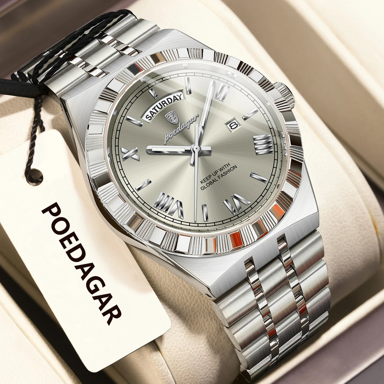 Poedagar Regalis™ | Stainless Steel Quartz Calendar Watch