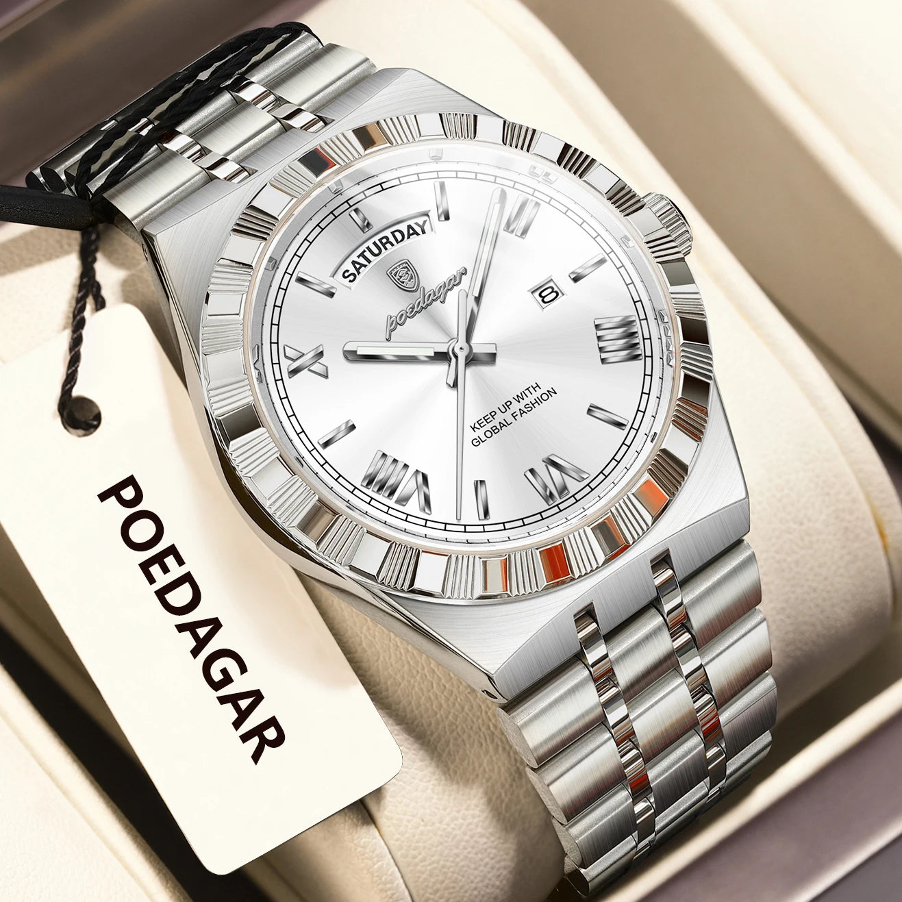 Poedagar Regalis™ | Stainless Steel Quartz Calendar Watch