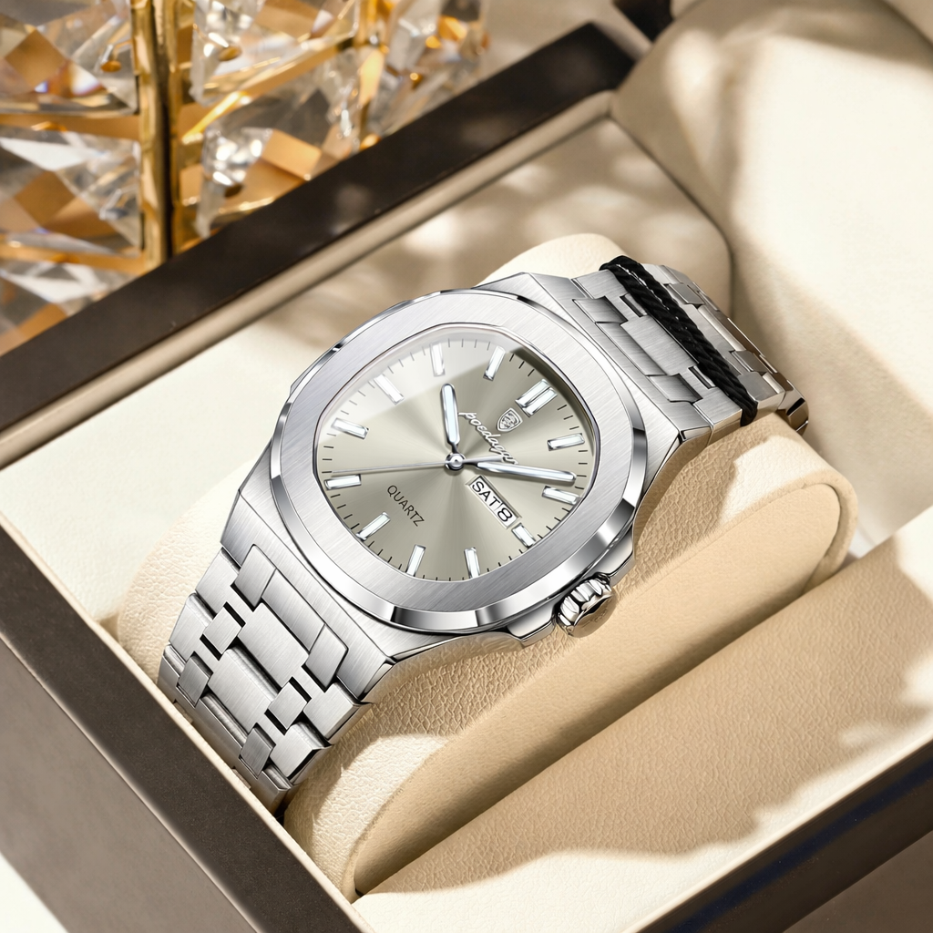 POEDAGAR™ | Square Stainless Steel Quartz Watch