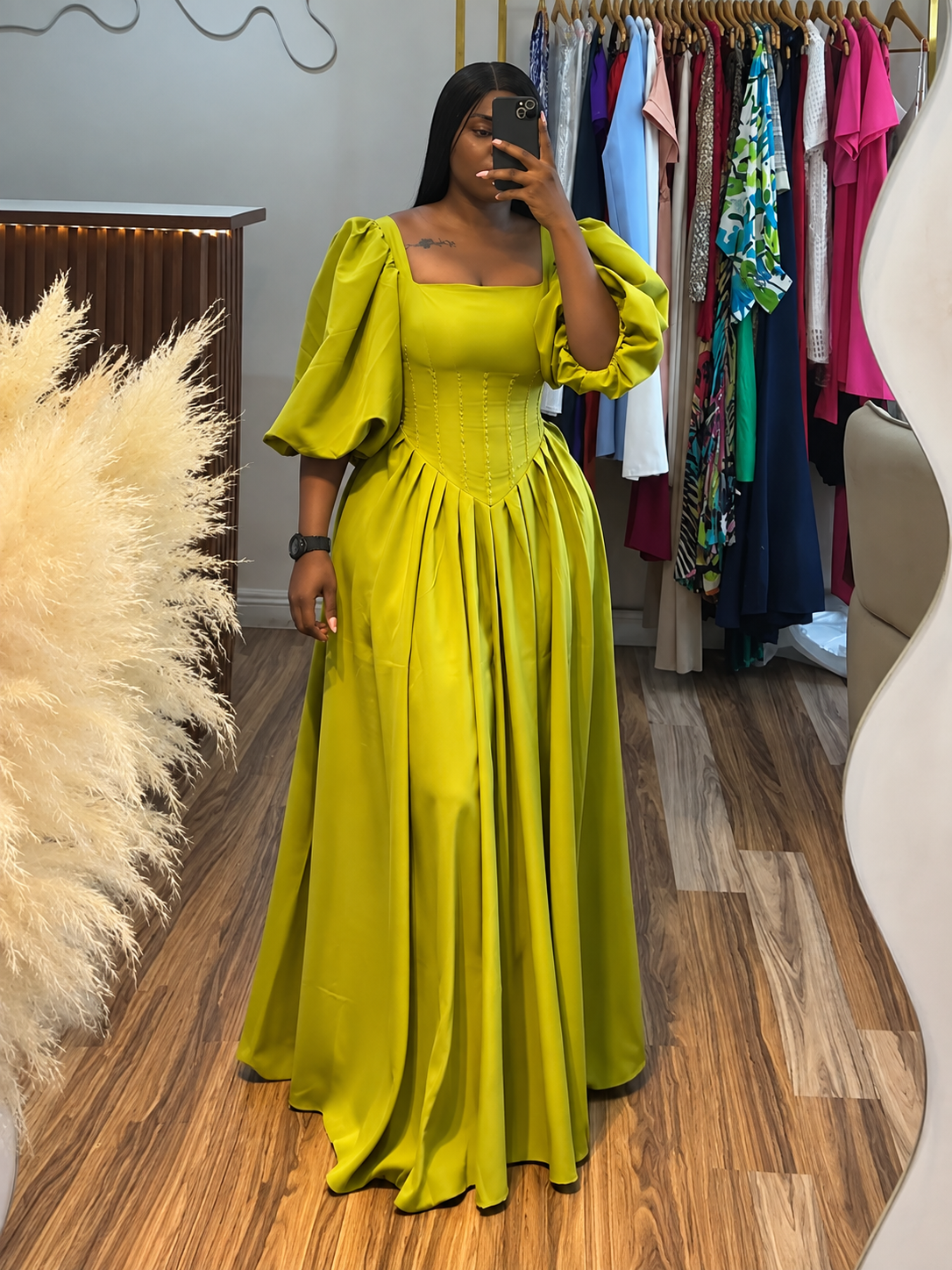 Marigold™ | Square-Neck Puff-Sleeve Maxi Dress