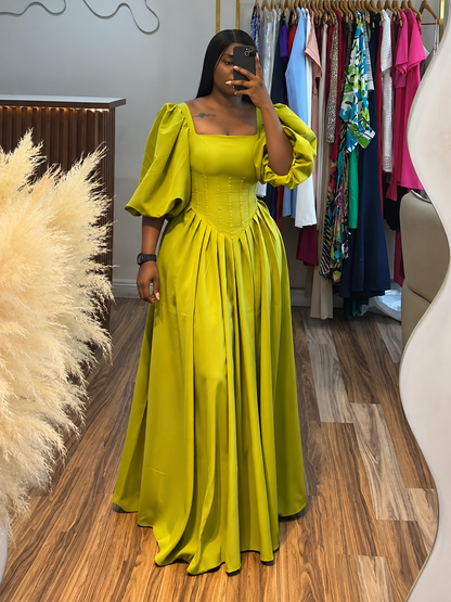 Marigold™ | Square-Neck Puff-Sleeve Maxi Dress