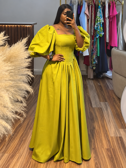 Marigold™ | Square-Neck Puff-Sleeve Maxi Dress