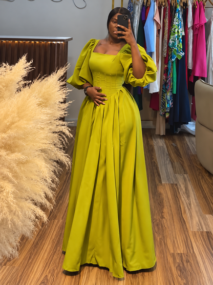 Marigold™ | Square-Neck Puff-Sleeve Maxi Dress