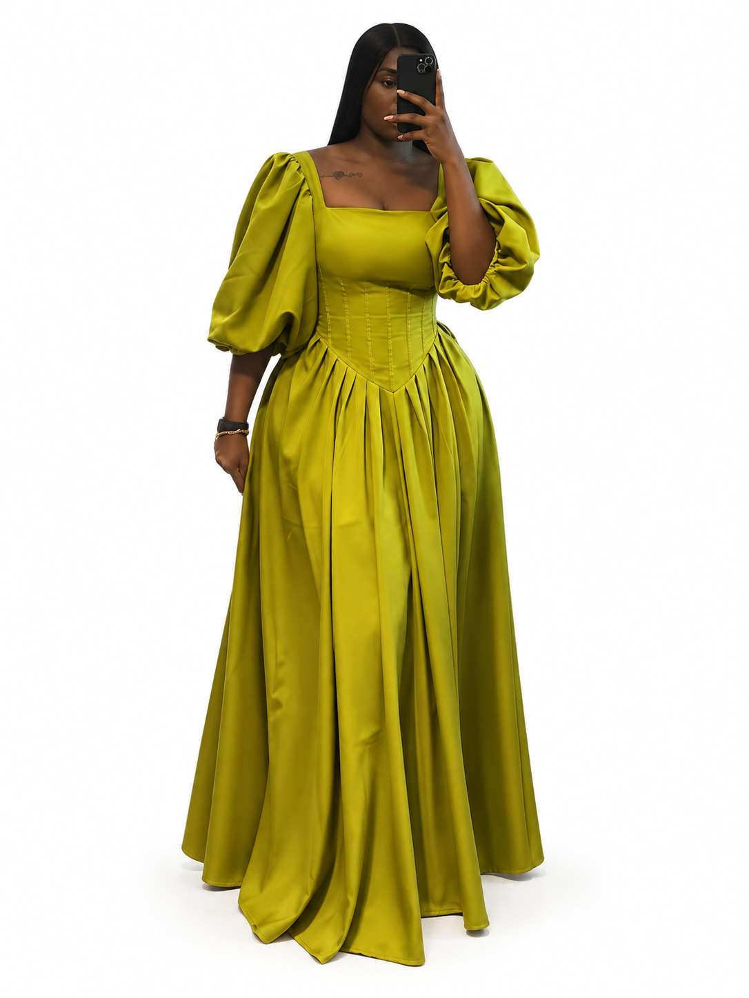 Marigold™ | Square-Neck Puff-Sleeve Maxi Dress