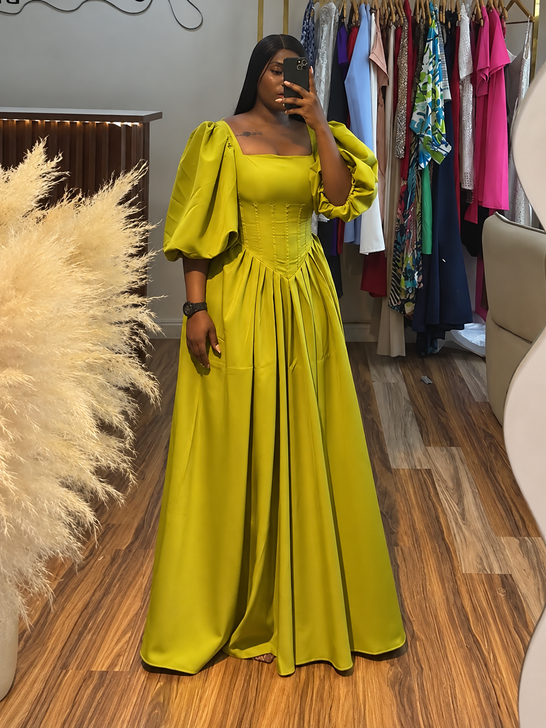 Marigold™ | Square-Neck Puff-Sleeve Maxi Dress