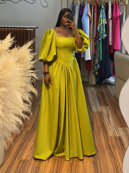 Marigold™ | Square-Neck Puff-Sleeve Maxi Dress