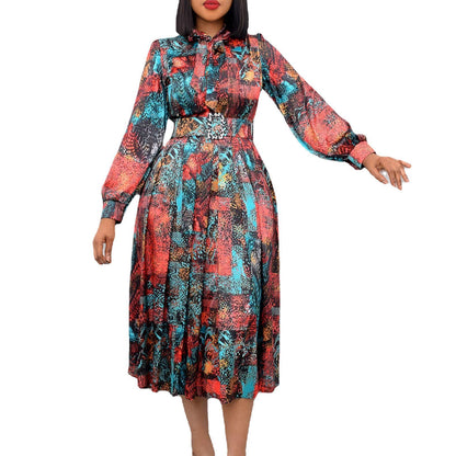 Cordelia™ | Floral Chiffon Bow-Neck Midi Dress