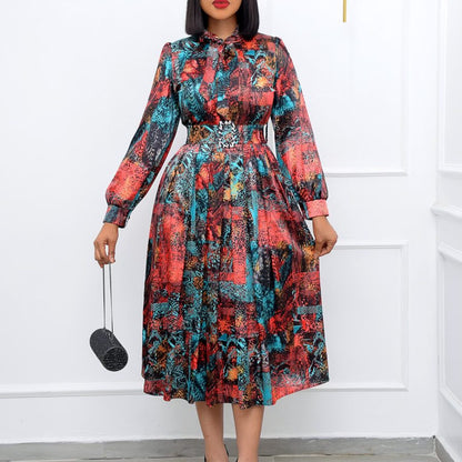 Cordelia™ | Floral Chiffon Bow-Neck Midi Dress