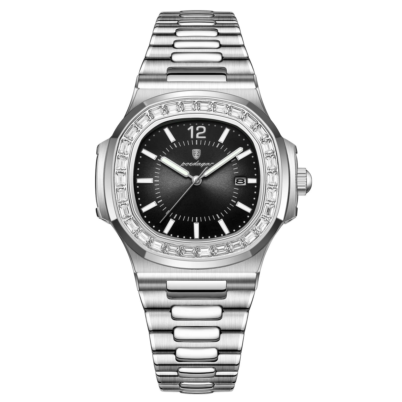 POEDAGAR™ | Square Stainless Steel Business Watch