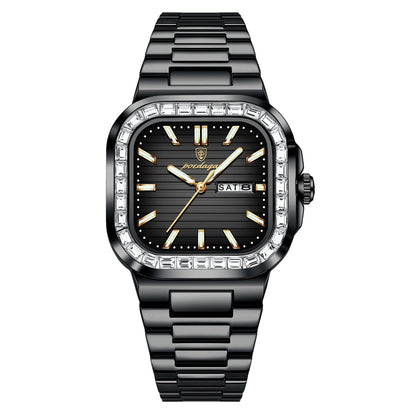 POEDAGAR™ | Diamond-Accented Business Quartz Watch