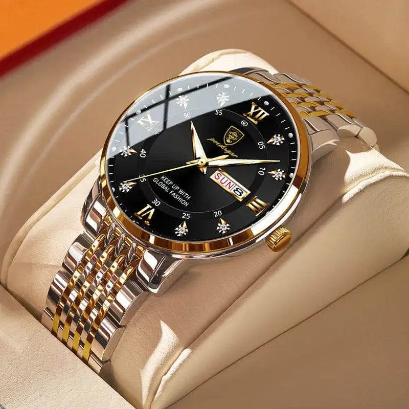 Eclipse Luxury Quartz Watch, black gold