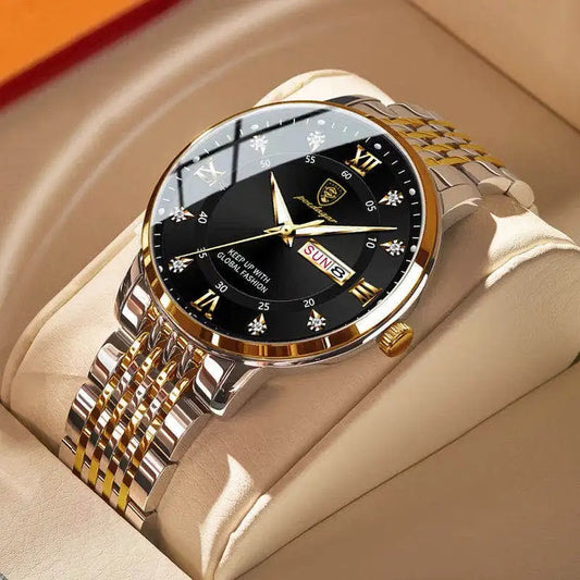 Eclipse Luxury Quartz Watch, black gold