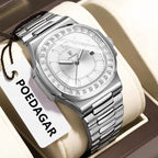 POEDAGAR™ | Square Stainless Steel Business Watch