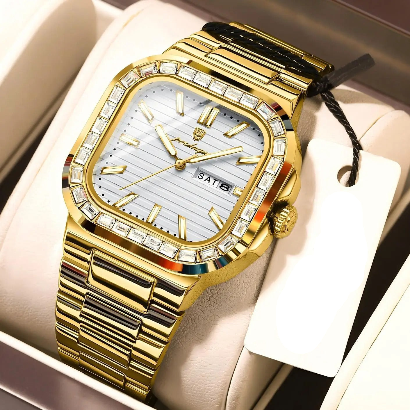 POEDAGAR™ | Diamond-Accented Business Quartz Watch