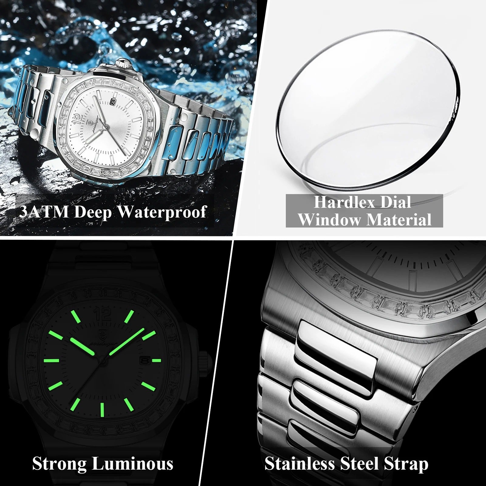 POEDAGAR™ | Square Stainless Steel Business Watch