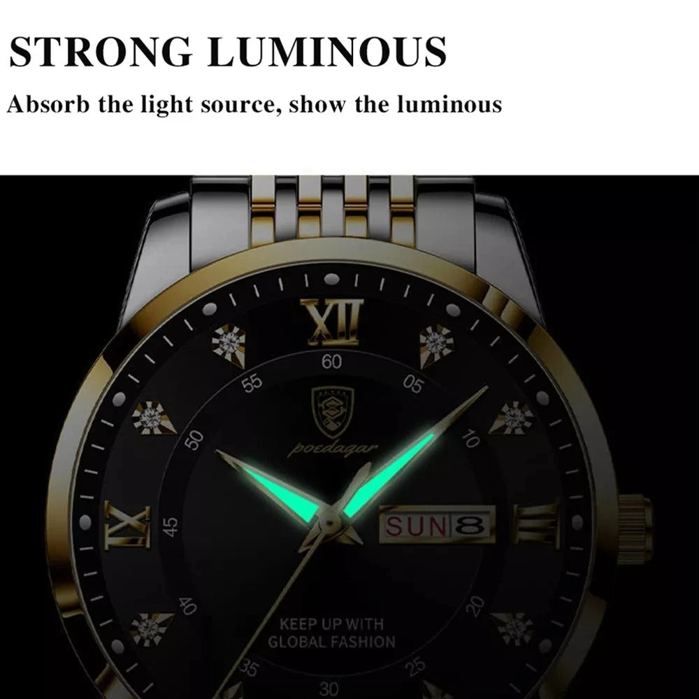 Eclipse Luxury Quartz Watch, black gold