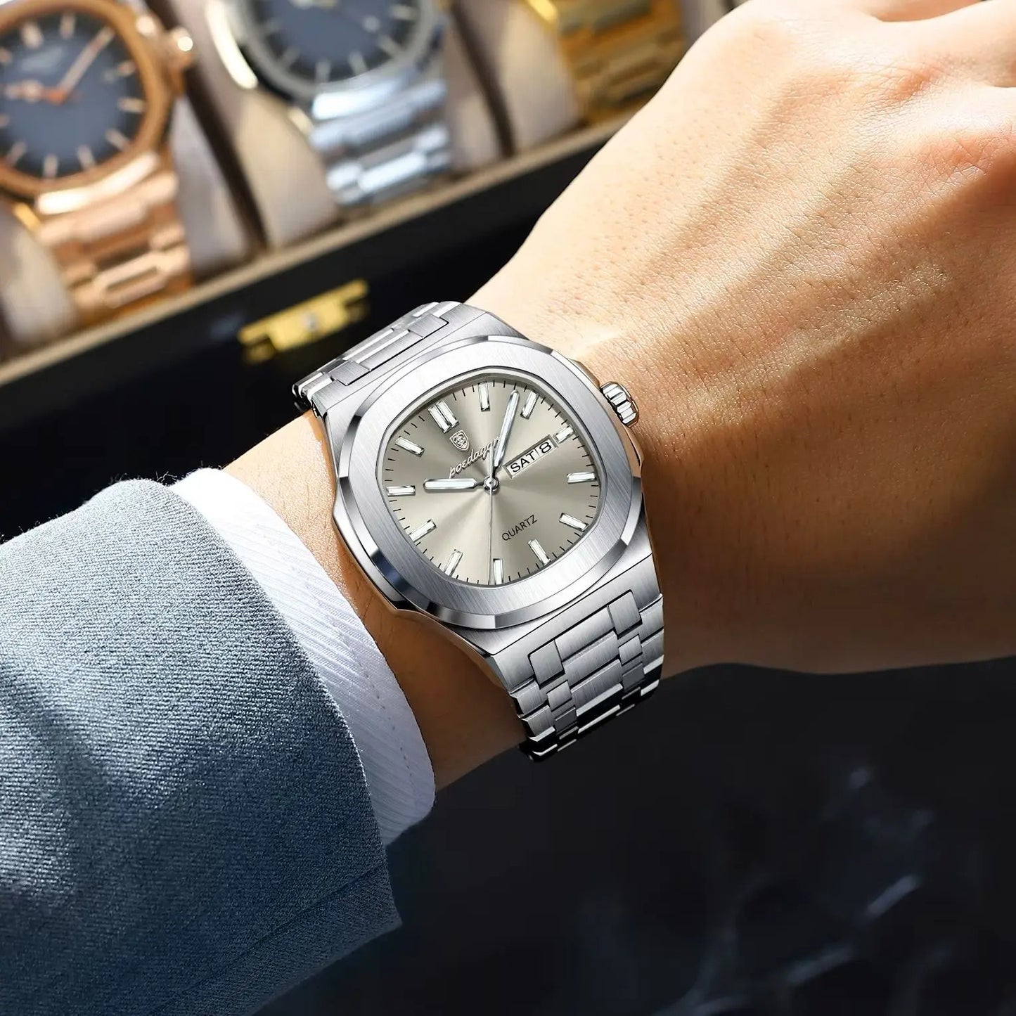 POEDAGAR™ | Square Stainless Steel Quartz Watch