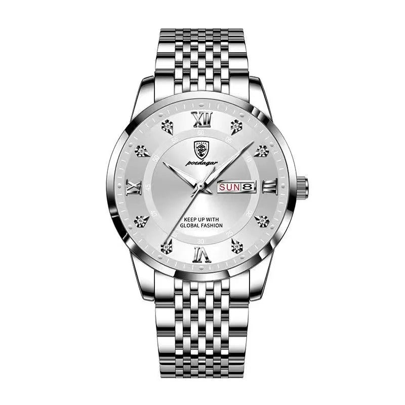 POEDAGAR™ | Classic Stainless Steel Automatic-Style Quartz Watch
