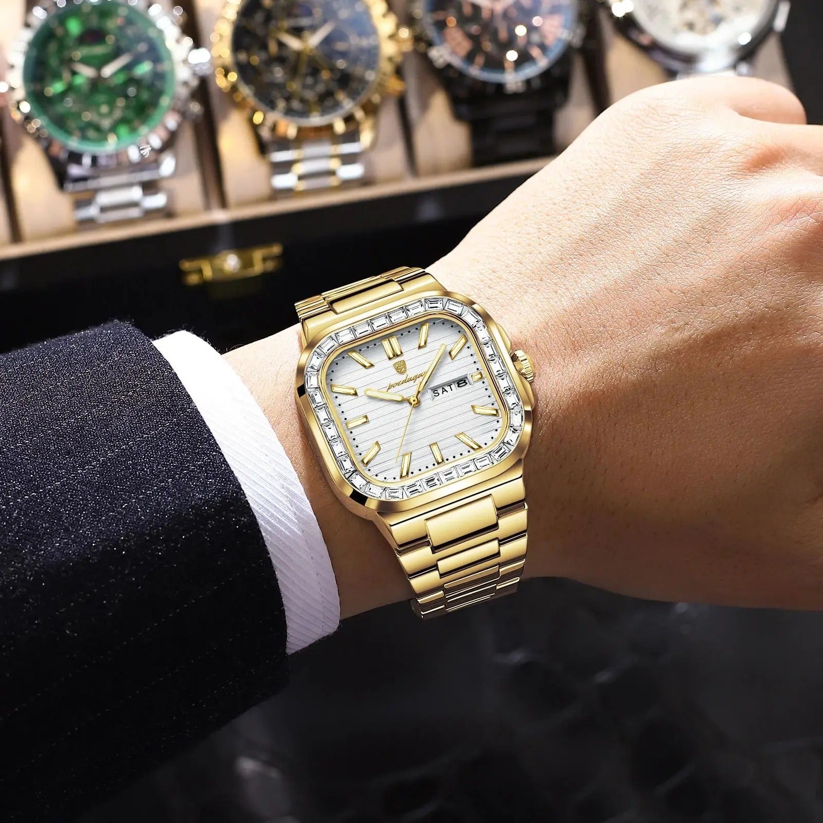 POEDAGAR™ | Diamond-Accented Business Quartz Watch